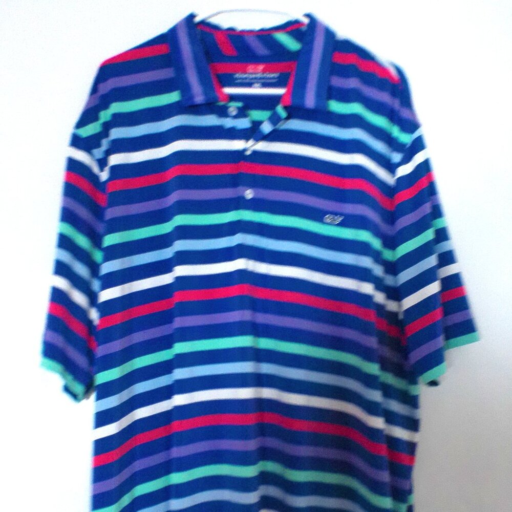 Vineyard Vines Performance Striped Polo – Men’s XXL Multicolor Whale Logo